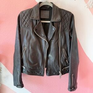 All Saints Black Conroy Leather Biker Jacket 6